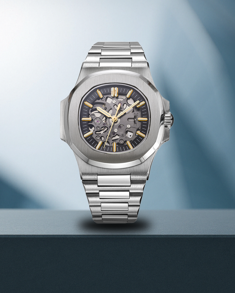 Seiko mod - Nautilus Skeleton Silver and Gold