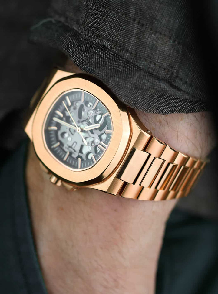 Nomods Seiko mod - Nautilus Skeleton Rose Gold
