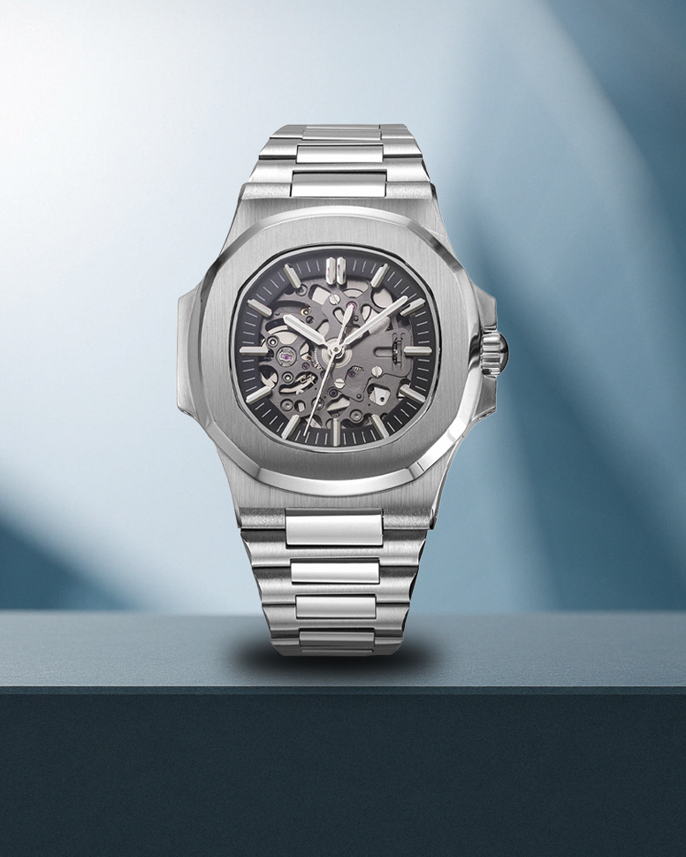 Seiko mod - Nautilus Skeleton Silver