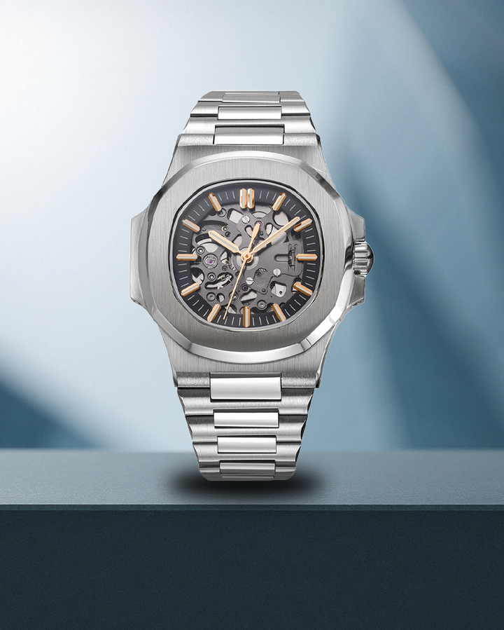 Seiko mod - Nautilus Skeleton Silver and Rose gold
