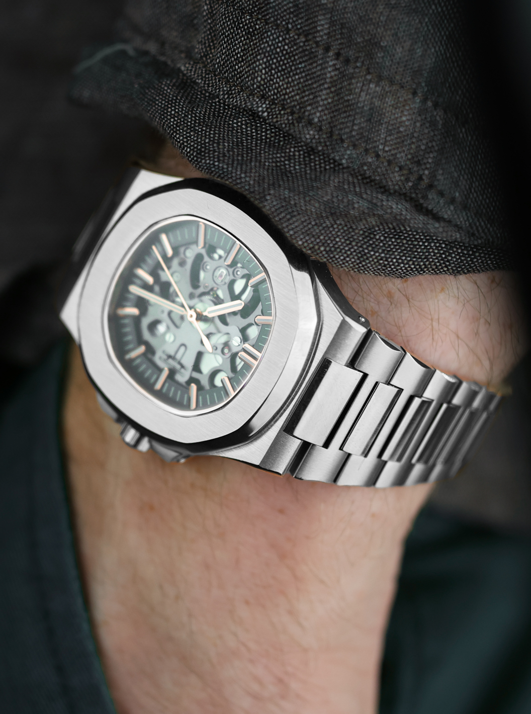 Seiko mod - Nautilus Skeleton Silver and Rose gold