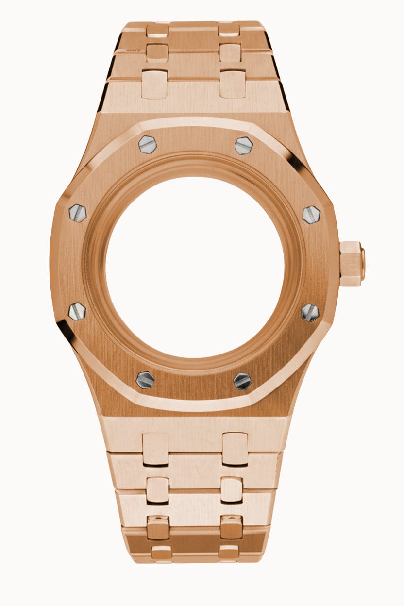 Nomods Blue AR / Exhibition V2 Ultrathin Rose Gold Royal Oak Seiko Mod Case – 37mm NH35/NH36/NH72