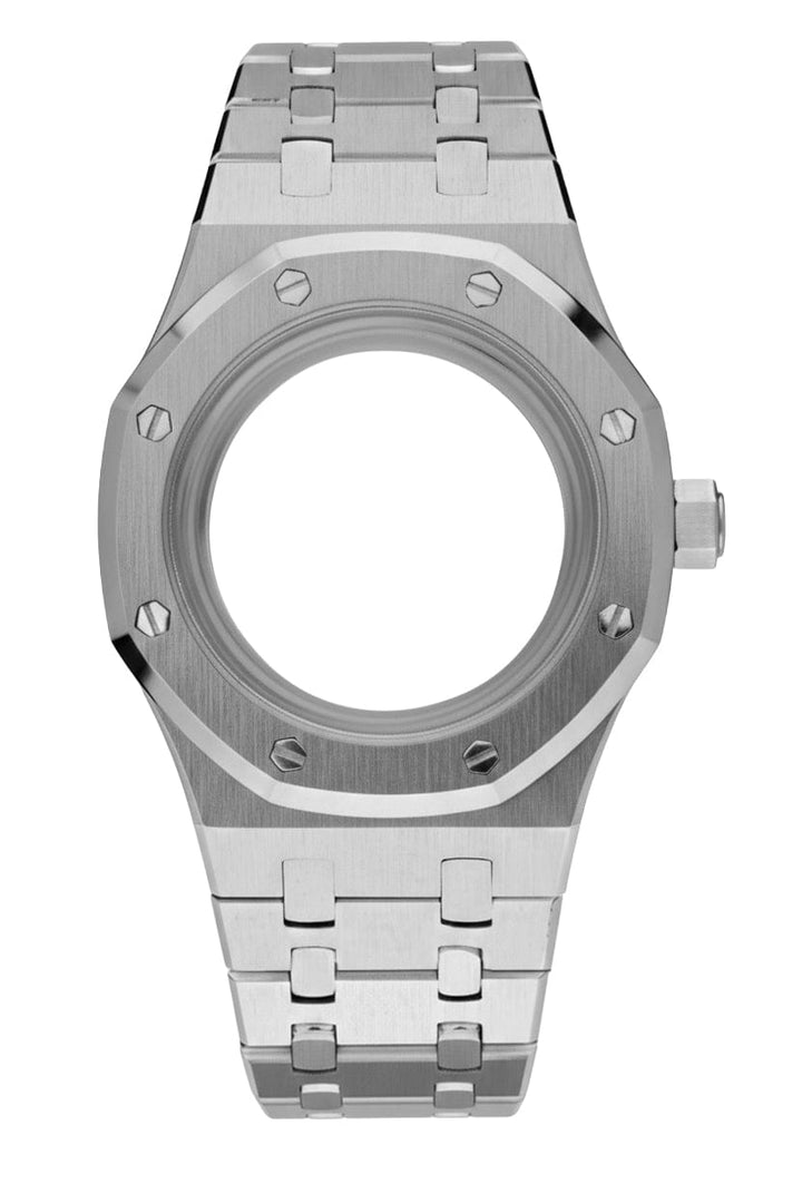 Nomods Blue AR / Exhibition V2 Ultrathin Silver Royal Oak Seiko Mod Case – 37mm NH35/NH72