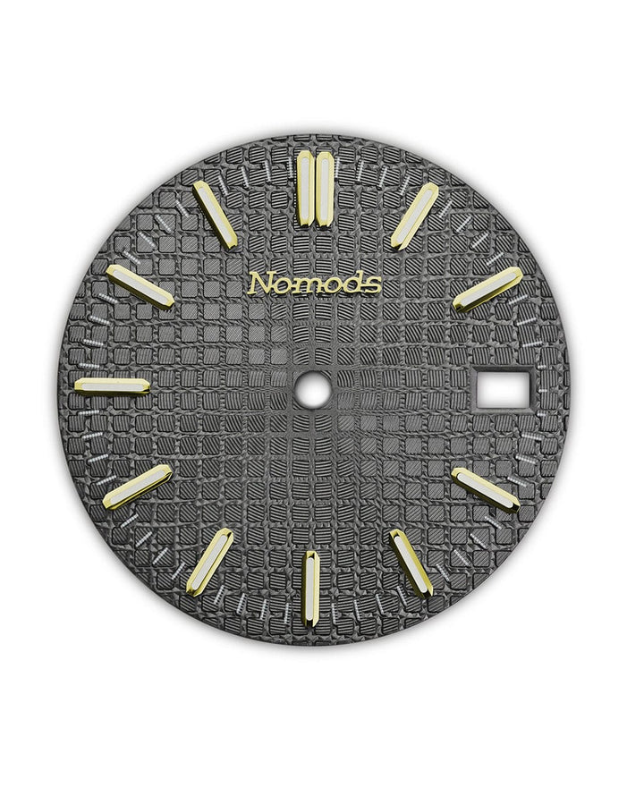 Nomods Dials Gold Gray Metallic Waffle Seiko Mod Dial – 28.5mm NH35