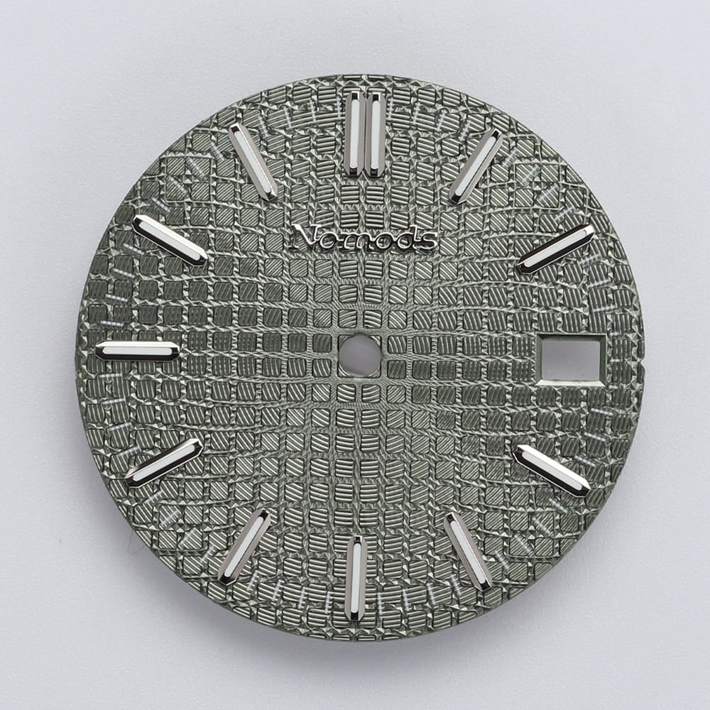 Nomods Dials Sage Green Metallic / Silver / Nomods Waffle Dial 28.5mm