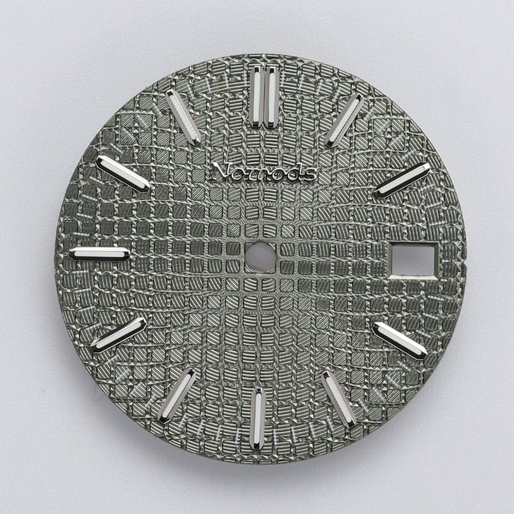 Nomods Dials Sage Green Metallic / Silver / Nomods Waffle Dial 28.5mm