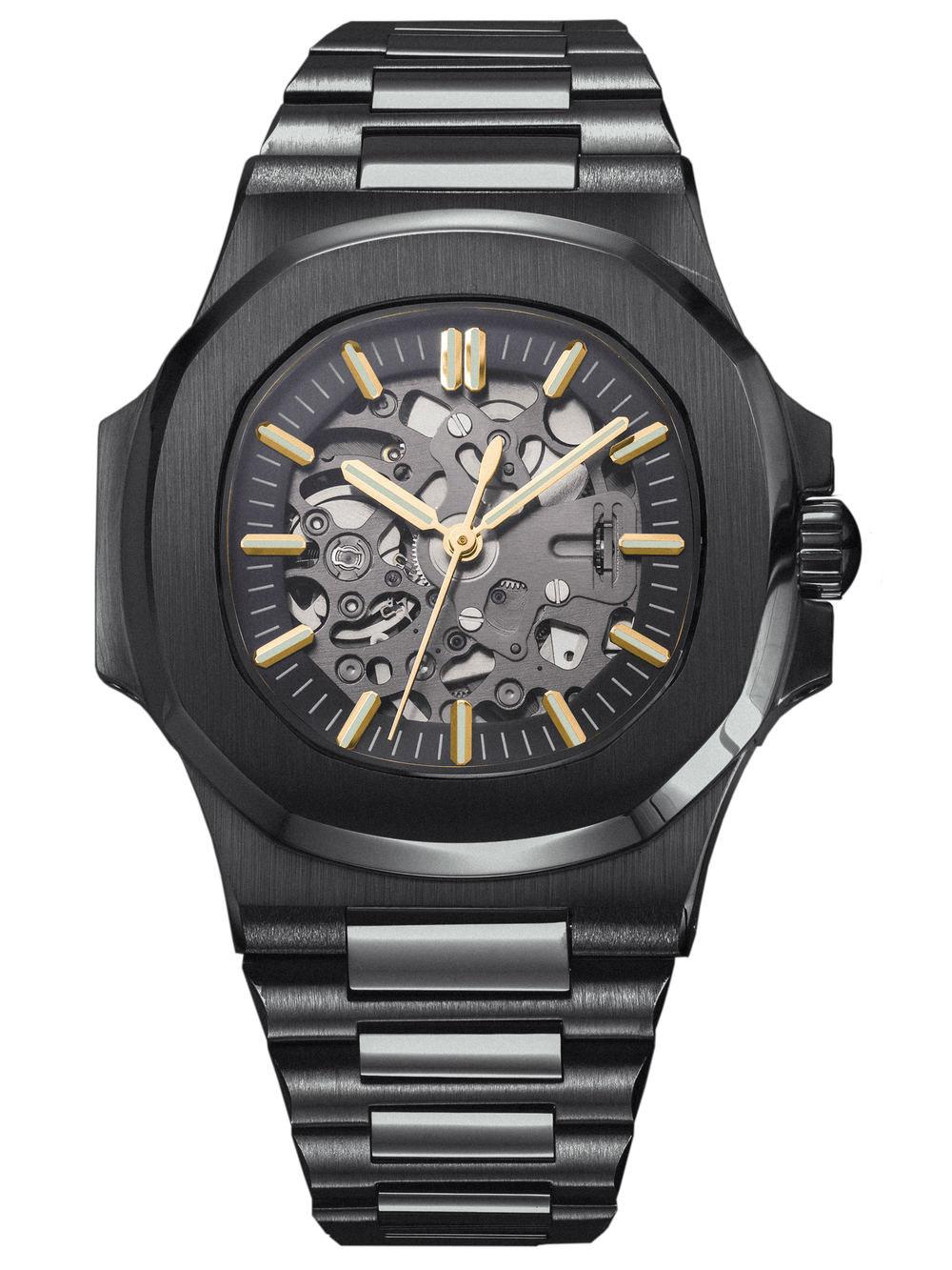 Nomods Seiko Mod - Nautilus Skeleton Black PVD Gold