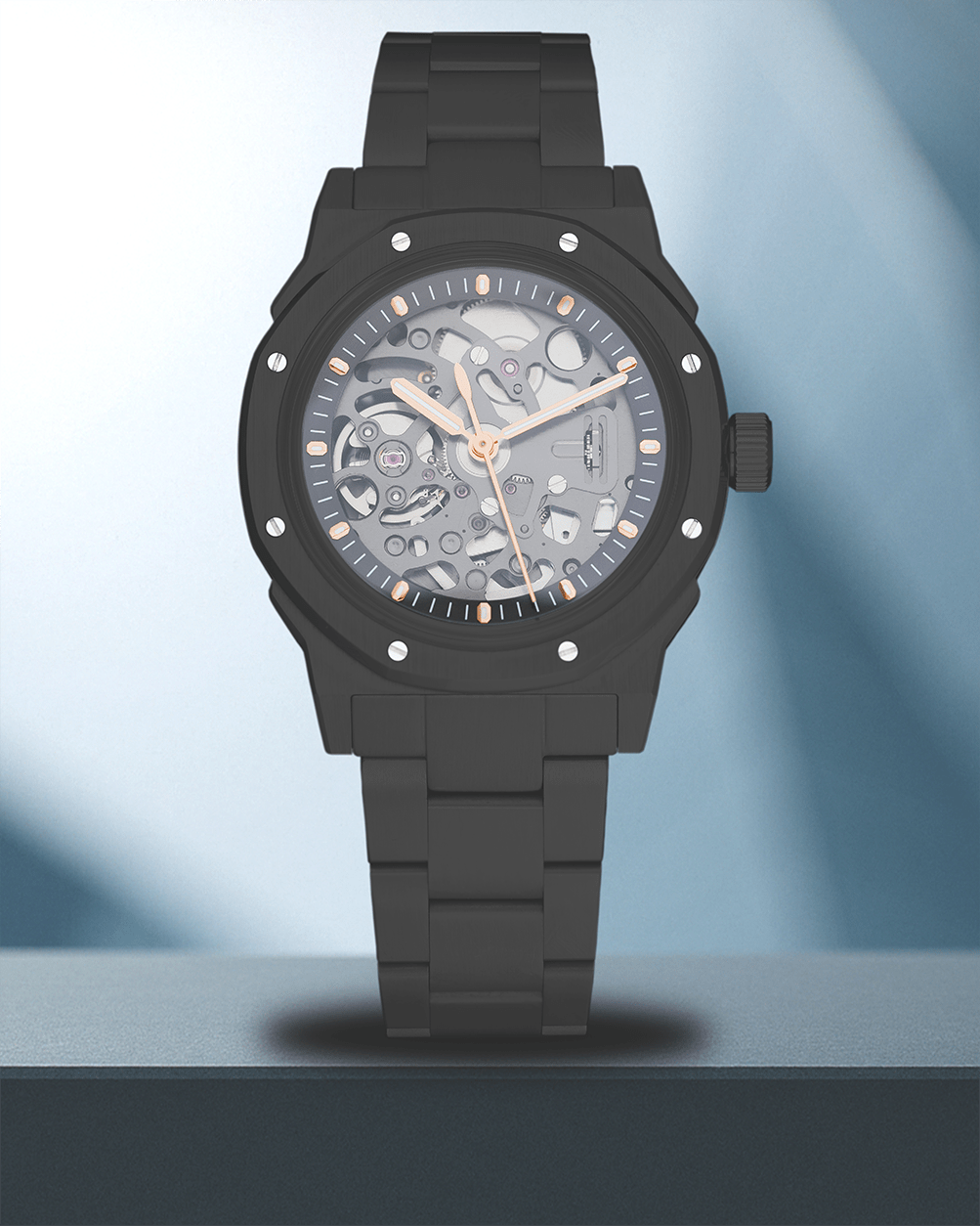 Nomods Seiko Mod - Petrichor 37mm Black PVD Two-Tone Rose Gold