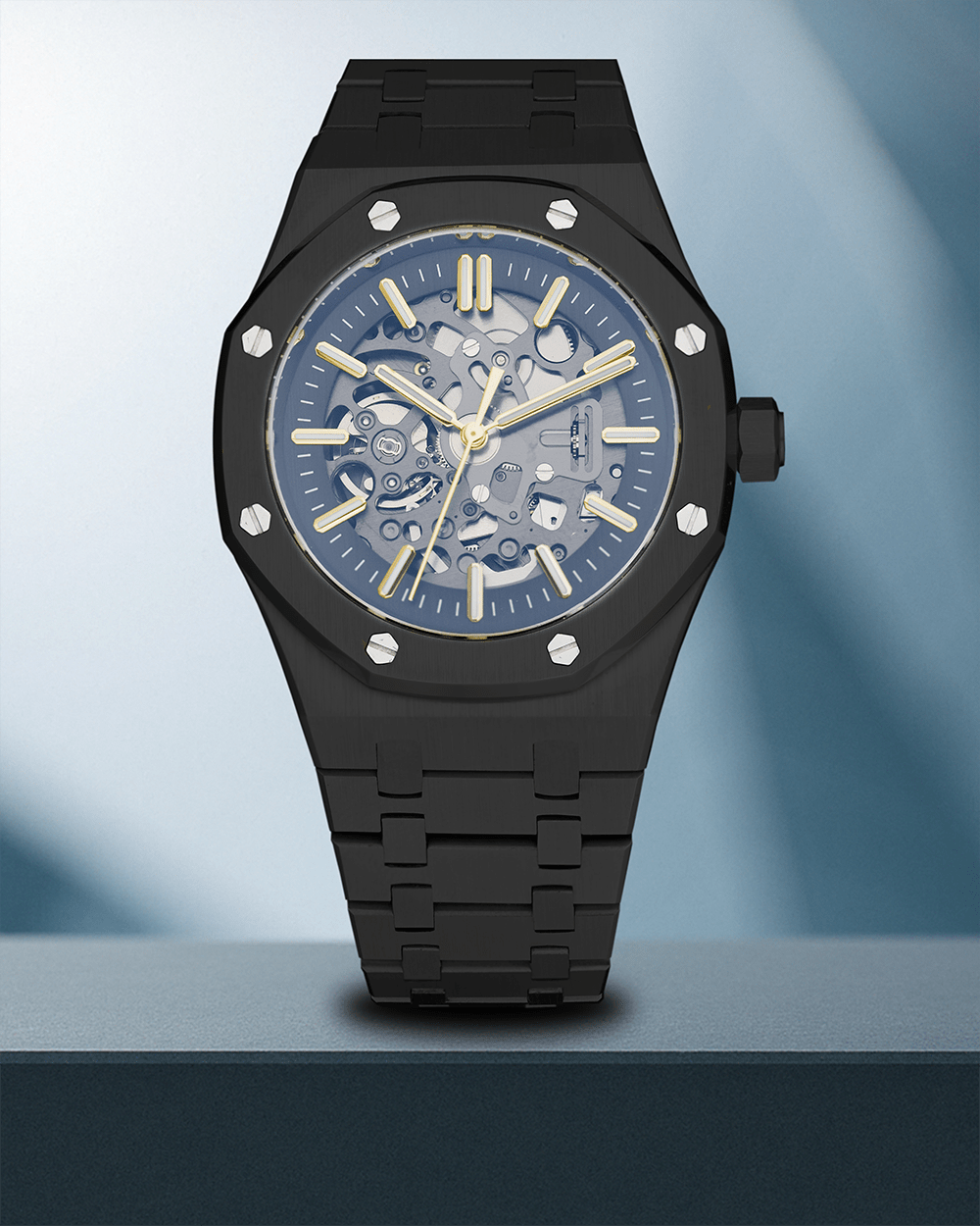 Nomods Seiko Mod -  Royal Oak Skeleton 41mm Black PVD Gold