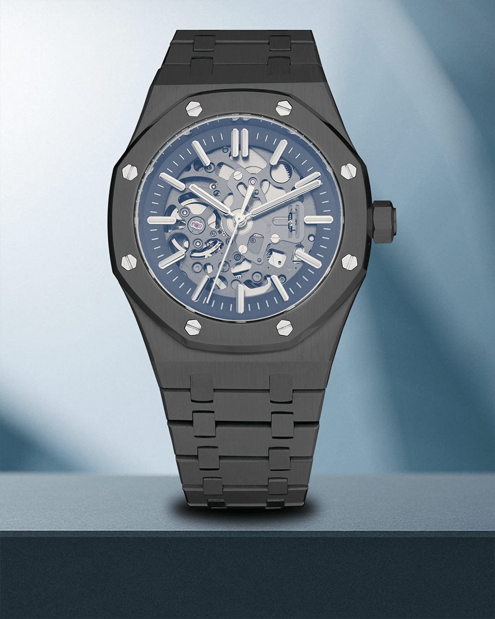 Nomods Seiko Mod -  Royal Oak Skeleton 41mm Gun Metal Gray
