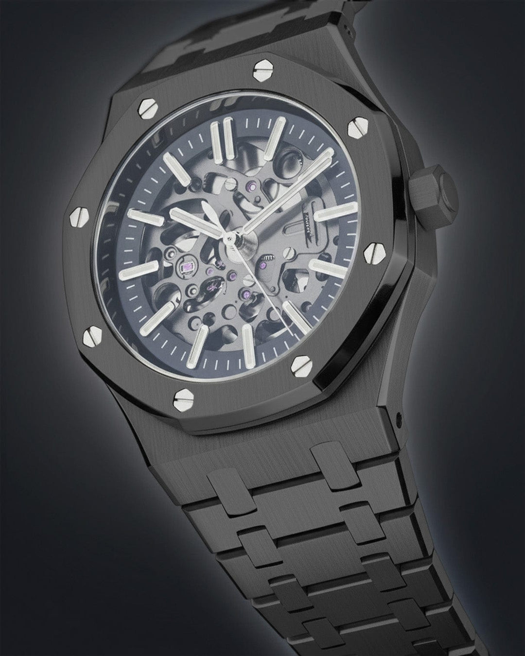 Nomods Seiko Mod -  Royal Oak Skeleton 41mm Gun Metal Gray