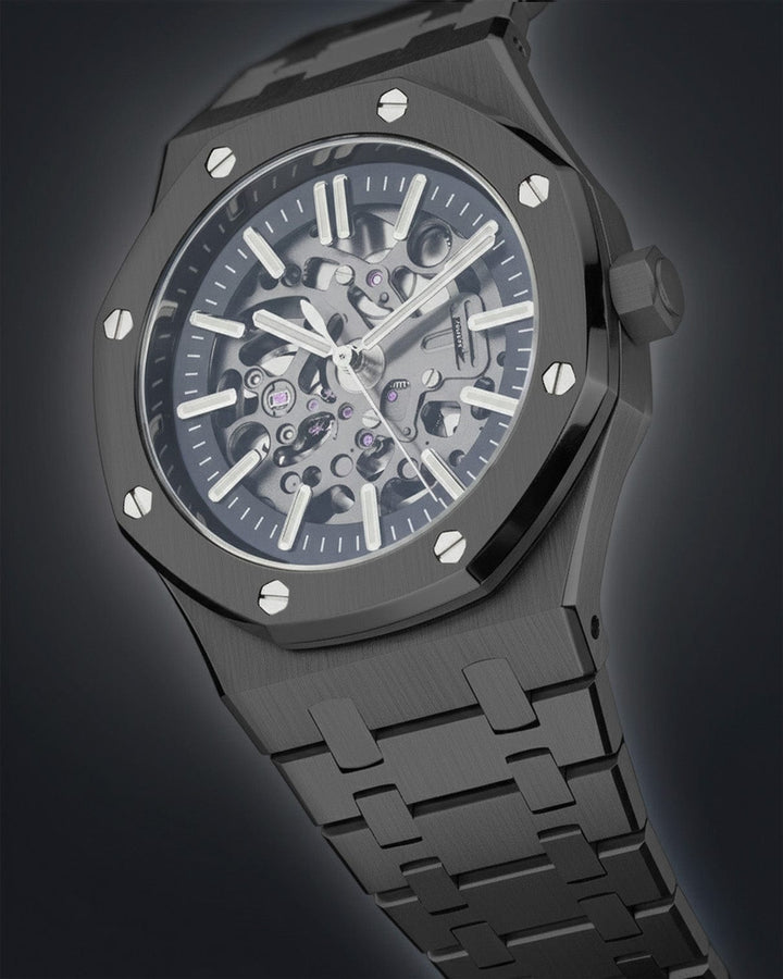 Nomods Seiko Mod -  Royal Oak Skeleton 41mm Gun Metal Gray